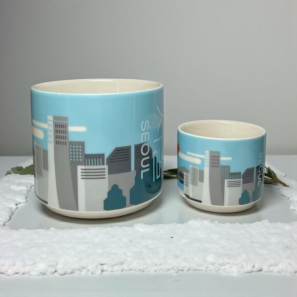 Starbucks Seoul Mug Pair – 14oz Coffee Mug + 3oz Mini Mug – South Korea – NEW - Picture 2 of 6